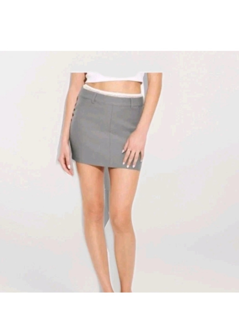 Wild Fable Women's Peek-A-Boo Lace Stretch Mini-Skirt Gray  NWT Y2k